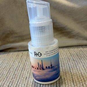R+Co White Bottle with Blue and Pink Skyline Label Dry Shampoo Foam